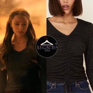 Moa Moa Adjustable Cinch Ribbed Top ASO Hope Mikaelson